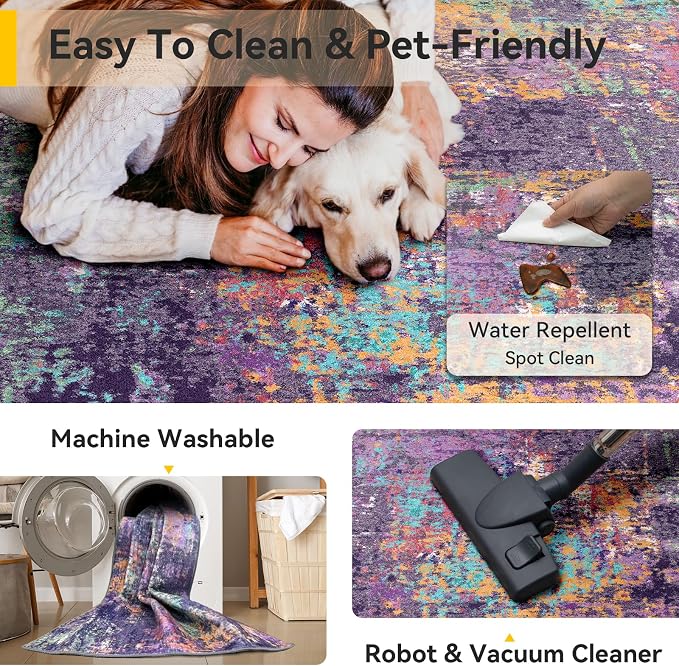 RELEANY Washable Runner 2'x8' Abstract Area Rug - Image 6