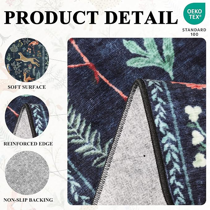 DUKINO 6ft Round Rug for Bedroom, WashableNon Slip Circle Rug, Low Pile - Image 5