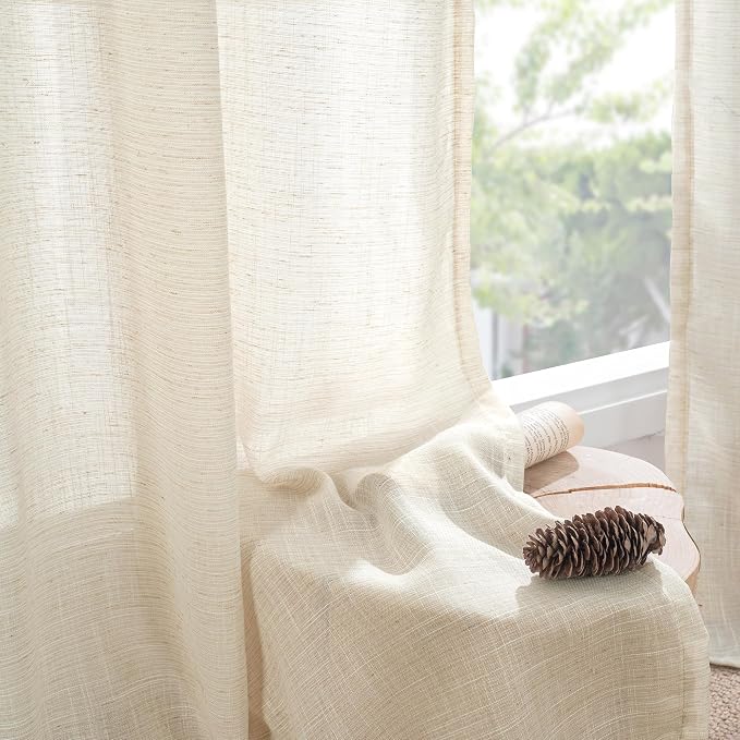 BGment Beige Linen Curtains 63 Inch Length - Image 7