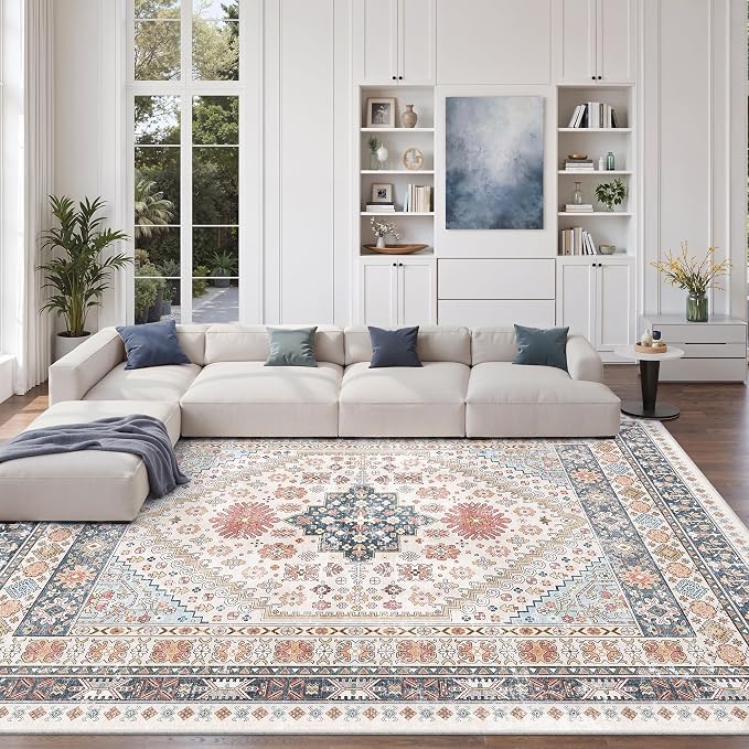 Pink Rugs for Bedroom-10x12 Area Rugs for Living Room, Dining Room, Low Pile by Zesthome