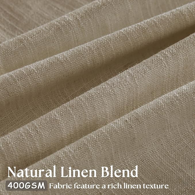 Pleated Linen Semi Sheer Grey Beige Memory Shaped Curtains 90 Inches Long | - Image 3
