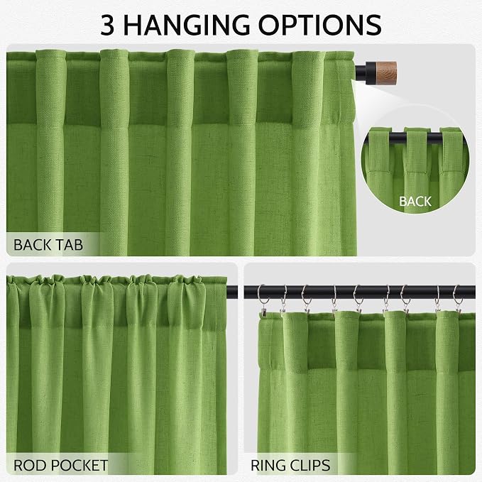 Lime Green Linen Curtains 72 Inch Long - Image 3