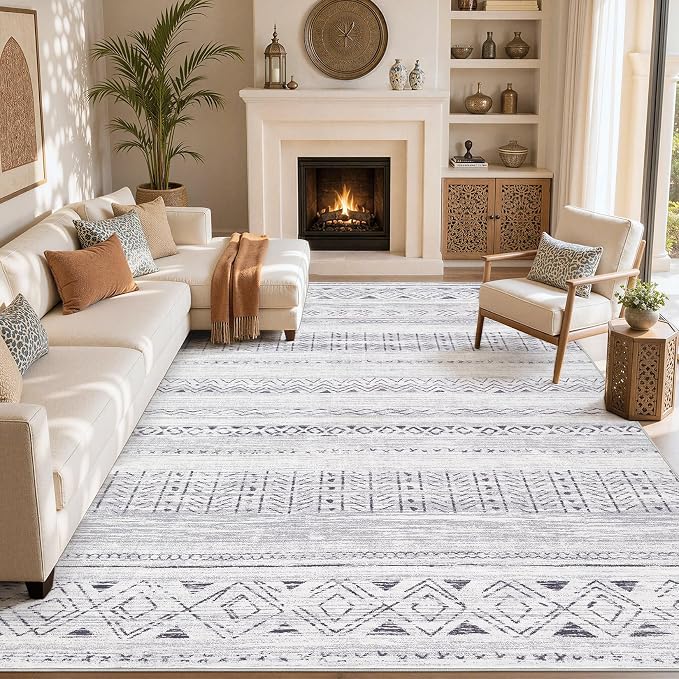 cotiled Boho 10x14 Area Rug for Living Room: Large Moroccan Washable Rug | - Image 7