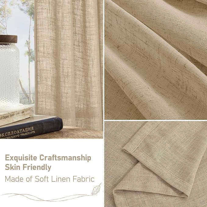 Faux Linen Window Curtains 63 inches Long - Image 6