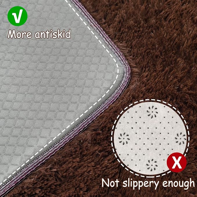 Brown Runner Rug for Bedroom Brown 2x5ft Fluffy Area Rug Bedside Runner Rug for - Image 4