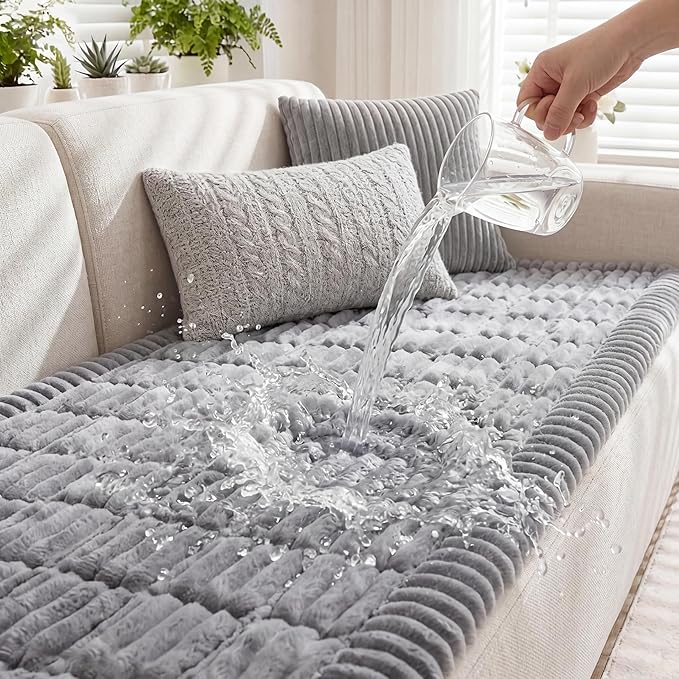 Fixwal Waterproof Flannel Dog Couch Cover, 27.6" x 88", Light Gray | Integrated by Fixwal