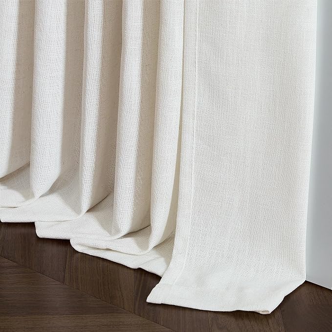 Natural Pinch Pleated Linen Curtains 63 Inch Length 2 Panels Set | - Image 8