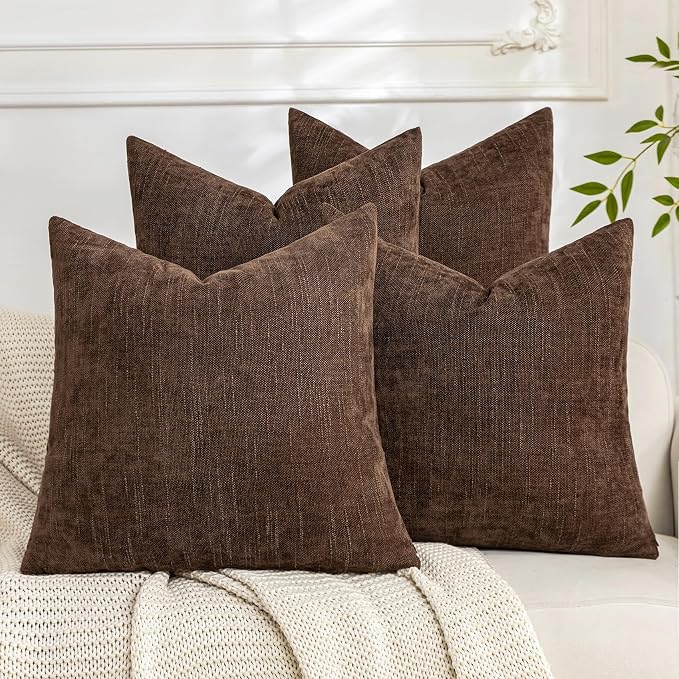Set of 4 Soft Textured Decorative Throw Pillow Covers 18x18 Inch Cozy Farmhouse by Cozoomy