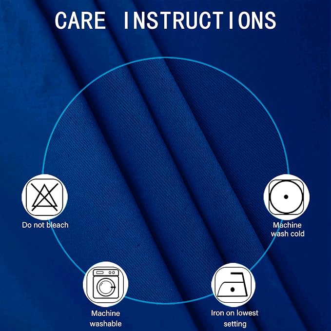 Blackout Curtains 66 x 84 inch/Royal Blue Curtains Set of 2 Panels/Thermal - Image 4