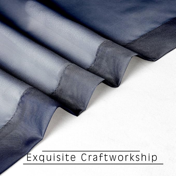 Navy Blue Sheer Curtains 2 Panels - Image 8