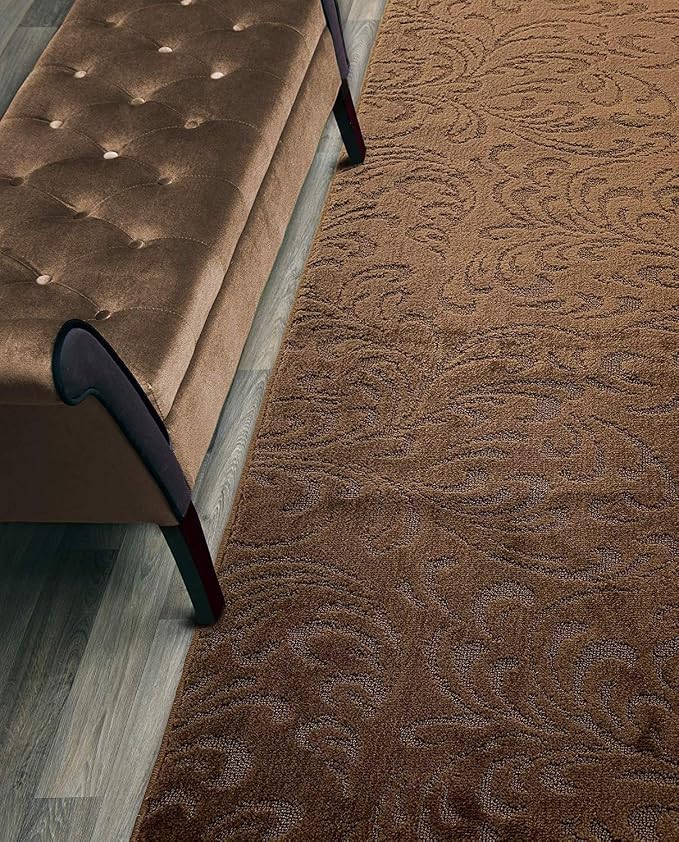 Custom Length Hallway Runner Rug, Slip Resistant, Floral Brown, 26 Inch X 28 by ORFAHOME