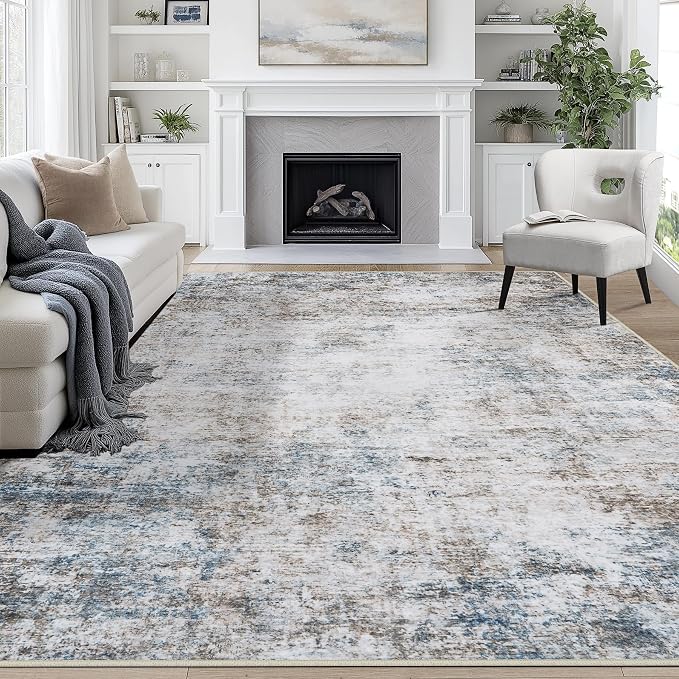 Aelenmu 10x14 Area Rugs for Living Room Washable Dining Room Brown Blue | - Image 9