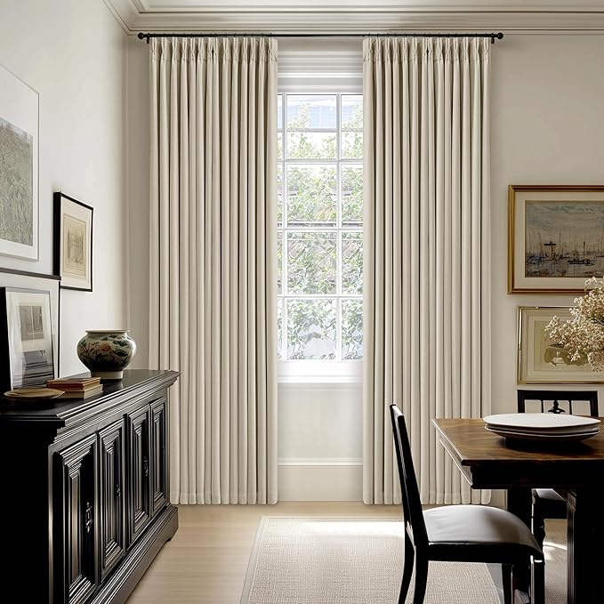 112 Inch Linen Blackout Curtains Pinch Pleated - Image 7
