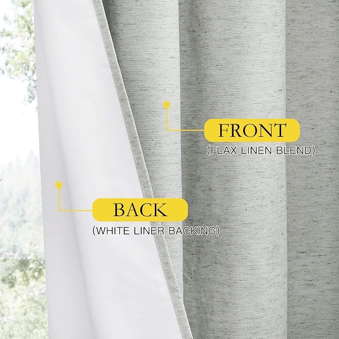 NICETOWN Grey Long Linen Full Shade Panels 2 Panels Set, Thermal Insulated & - Image 6