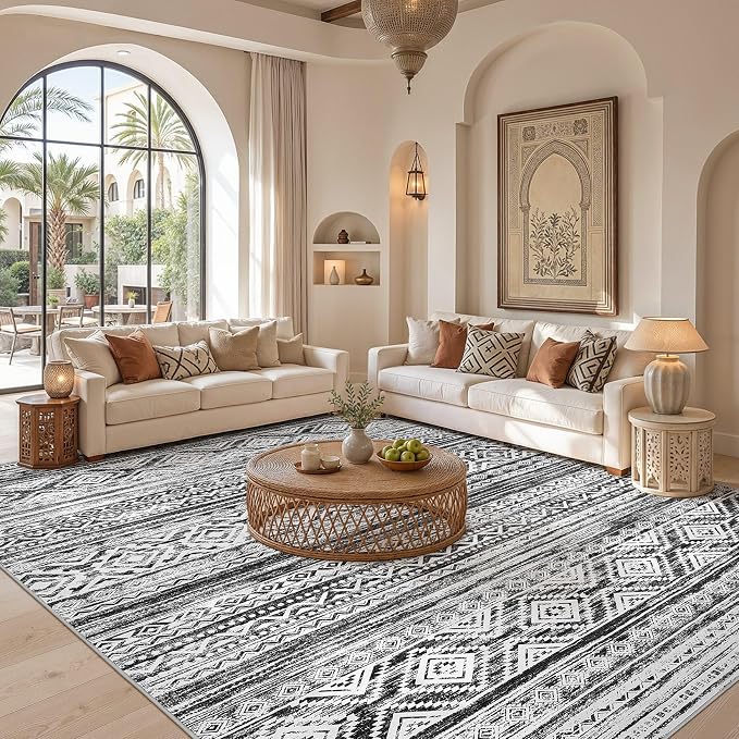 cotiled Boho 6x8 Area Rugs for Living Room: Soft Moroccan Washable Rug | Stain - Image 4