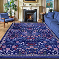 PLHXFR 8x10 Area Rug Living Room: Floral Washable Boho Soft Carpet Blue | by PLHXFRSoftAreaRugs