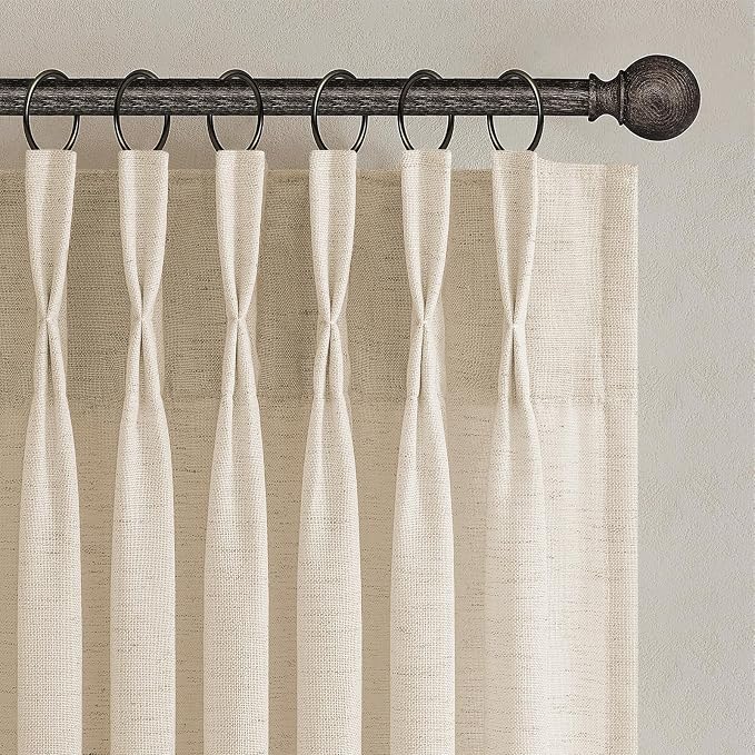 Topfinel 108 Inch Pinch Pleated Curtains 2 Panels, Sand Beige Semi Sheer by Topfinel