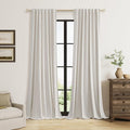 100% Black Out Light Beige Linen Curtains 90 Inch Long by Guken