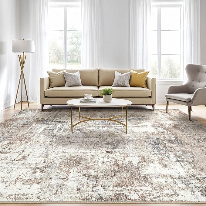 LOONGRUG 6x8 Area Rug Washable Neutral Modern Living Room Rugs Brown | Abstract - Image 5
