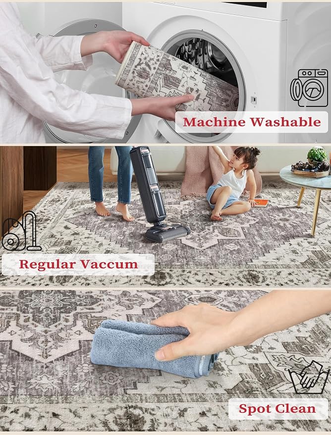 SERISSA 2x5 Washable Non Slip Boho Runner Rug - Image 3