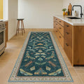 Teal Boho Runner Rug 2x8, Washable Non Skid Kitchen Sink Carpet by HazoHaus