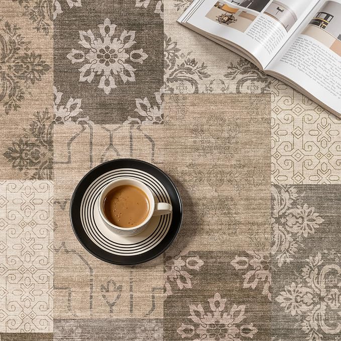UERMEI 10x12 Area Rug for Living Room, Washable Brown Modern Geometric - Image 8