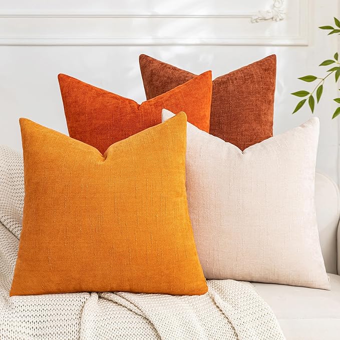 Set of 4 Soft Textured Decorative Throw Pillow Covers 22x22 Inch Cozy Farmhouse by Cozoomy