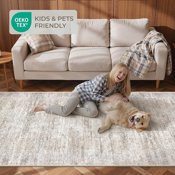 2x5 Rug Runners for Hallways Non Slip, Kitchen Rugs, Taupe | Washable Rugs for - Image 9