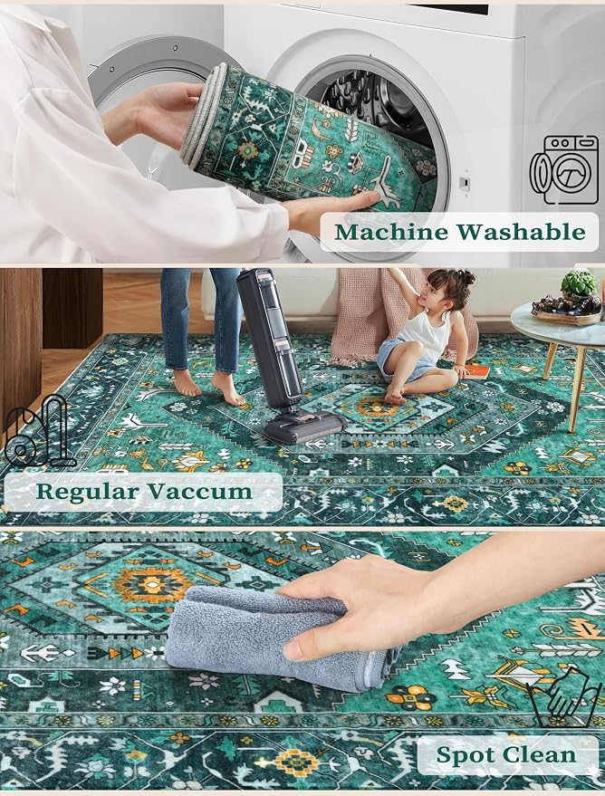 SERISSA 2x5 Washable Non Slip Boho Runner Rug - Image 2