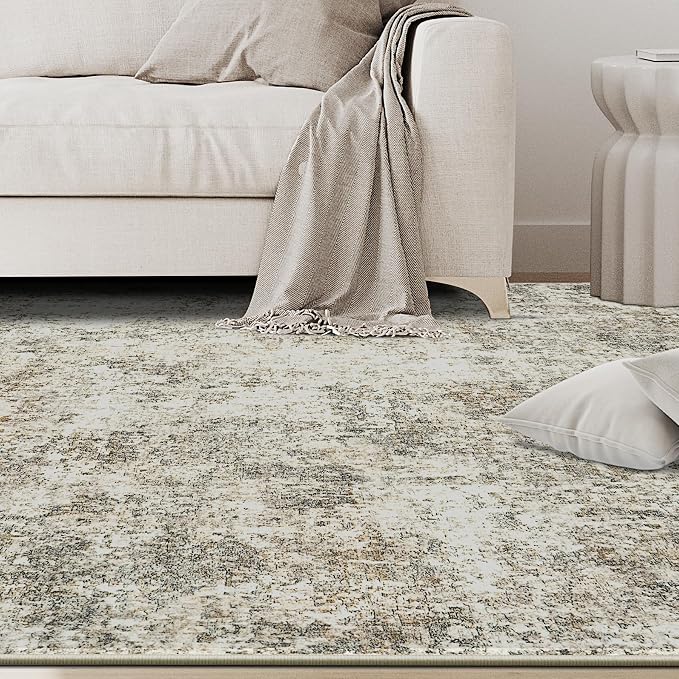 4x6 Area Rugs for Living Room Washable Bedroom Dining Room Beige Brown | Modern - Image 9