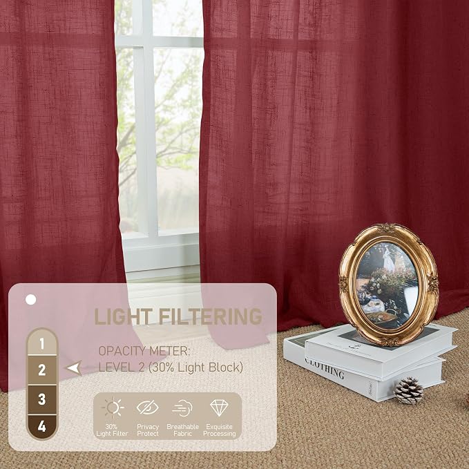 Semi Sheer Linen Curtains 63 Inch - Image 4