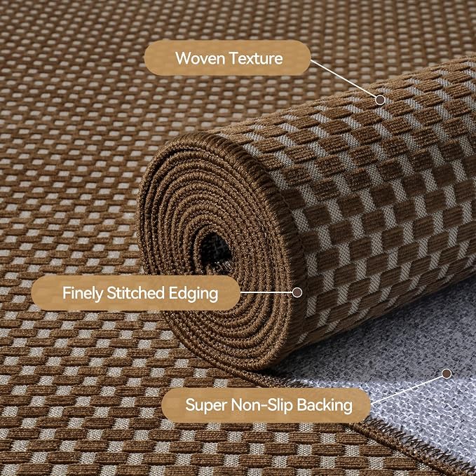 Kitchen Runner Rug Non Slip Hallway Runner Washable Dark Brown 2x6 ft | Boho - Image 5