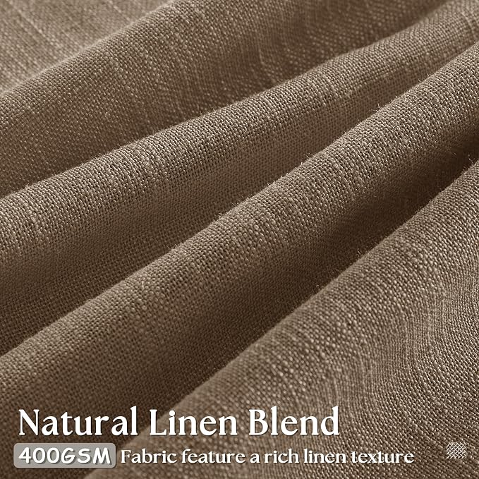 Extra Long Country Brown Linen Pleat Curtains 120 Inches Length Dutch Cocoa | - Image 3