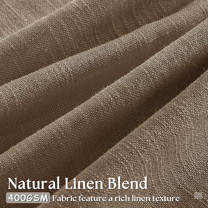 Semi Sheer 126 Inch Memory Shaped Pinch Pleat Linen Curtains Dutch Cocoa | - Image 2