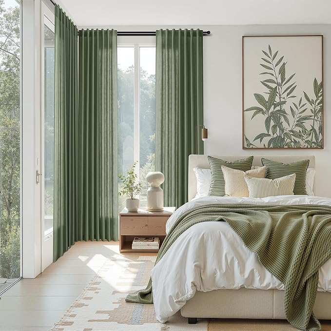 Forest Green Linen Curtains 96 Inches Long - Image 7
