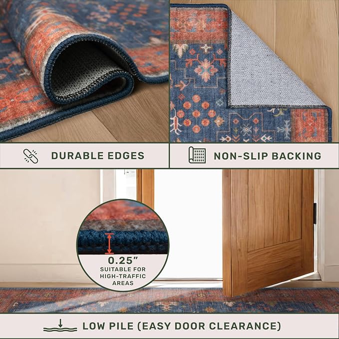 Navy Blue Area Rug 5x7 Living Room Rug - Image 5