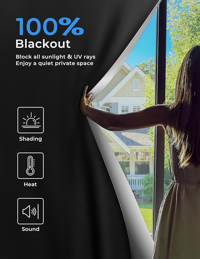 Blackout Curtains for Bedroom Portable 50"x60" Blackout Shades | No Drill - Image 2