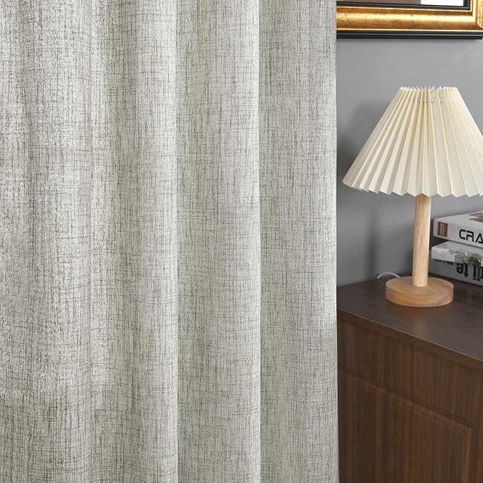YoungsTex Linen Curtains for Living Room 52 X 80 Inch Length 2 Panels | Light - Image 5