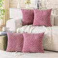 Set of 4 Pink Decorative Throw Pillow Covers 22x22 Inch Corduroy Pillow Covers by Cozoomy