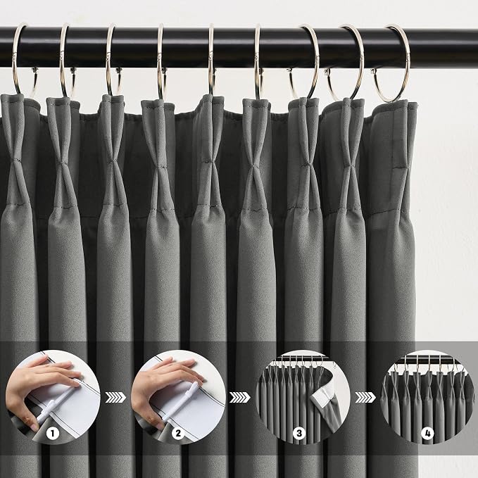 Grey Sliding Glass Door Curtains 2 Panels, 80 Inch Wide Patio Door Curtain - Image 2