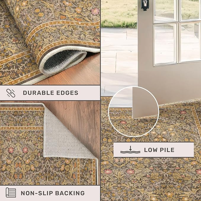 Vintage Floral Living Room Rug 8x10, Dining Room Under Kitchen Table, Oriental - Image 5