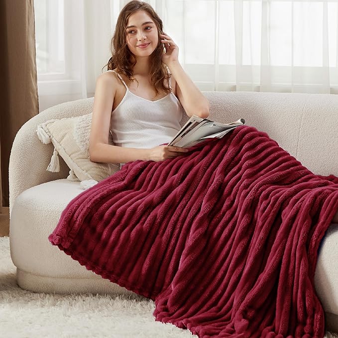 Bedsure Soft Twin XL Blanket for Bed Dorm Deep Red 66"x90" | Birthday Gifts for - Image 3