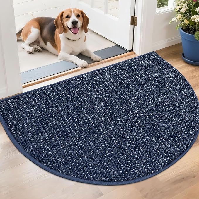 BEQHAUSE Dirt Trapper Door Mat 26" x 40" Half Circle Non Slip Rugs, Absorbent by BEQHAUSE