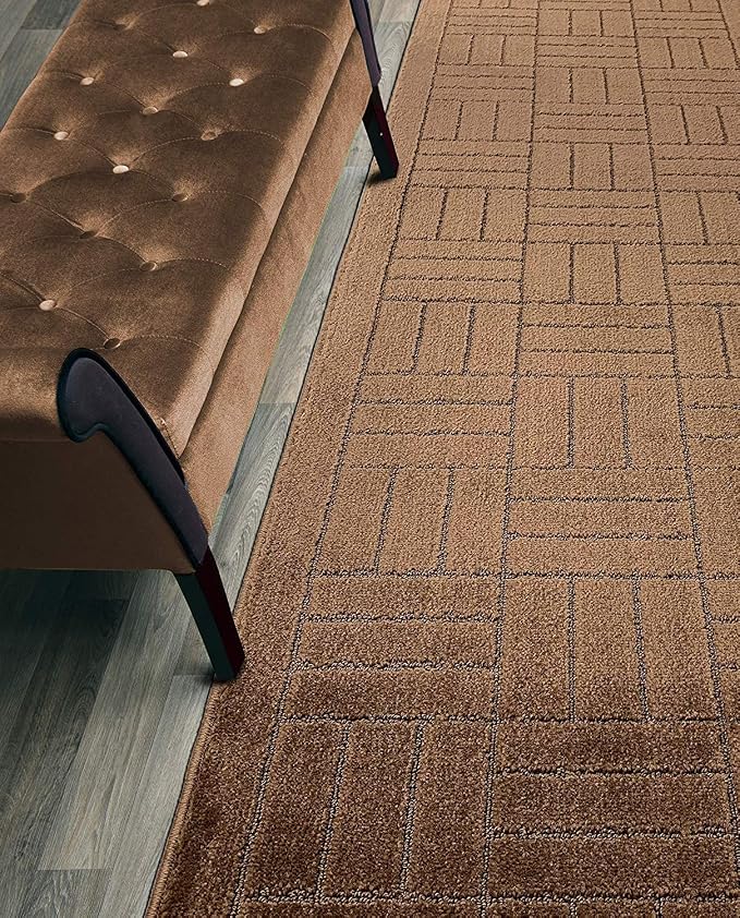 Custom Length Hallway Runner Rug, Slip Resistant, Bricks Brown, 26 Inch X 28 by ORFAHOME