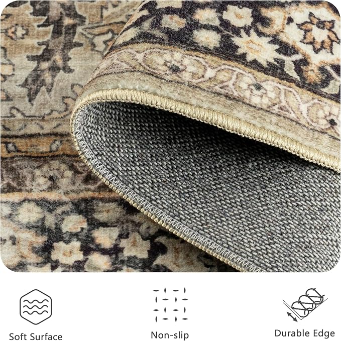 6x9 Area Rugs - Washable Vintage Retro Living Room Rug, Soft Ultra Thin Non - Image 5