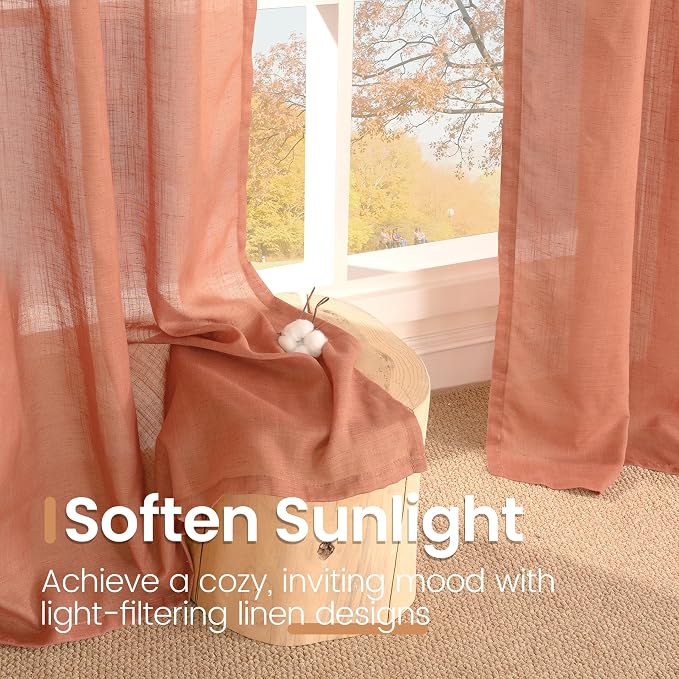 BGment Terracotta Linen Curtains 30 Inch Length - Image 6