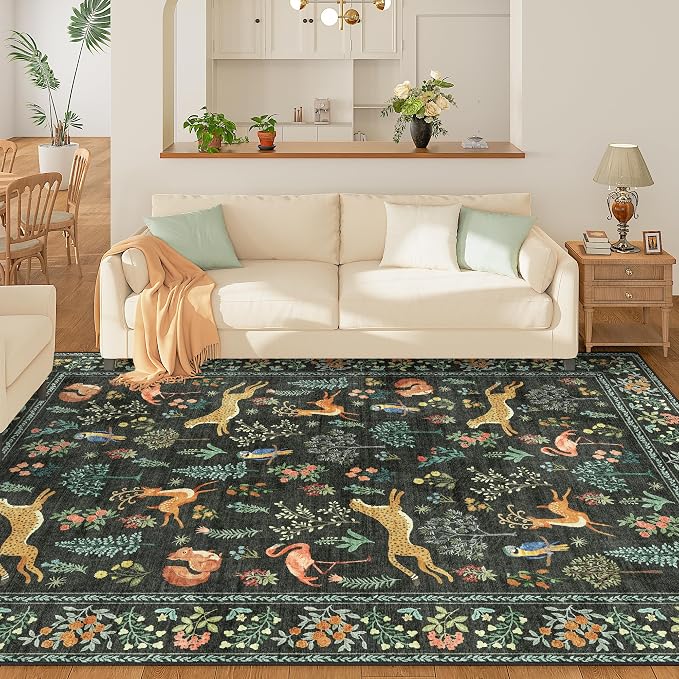 DUKINO 6x9 Area Rug, Washable Animal Living Room Rug Non Slip, Low Pile - Image 3