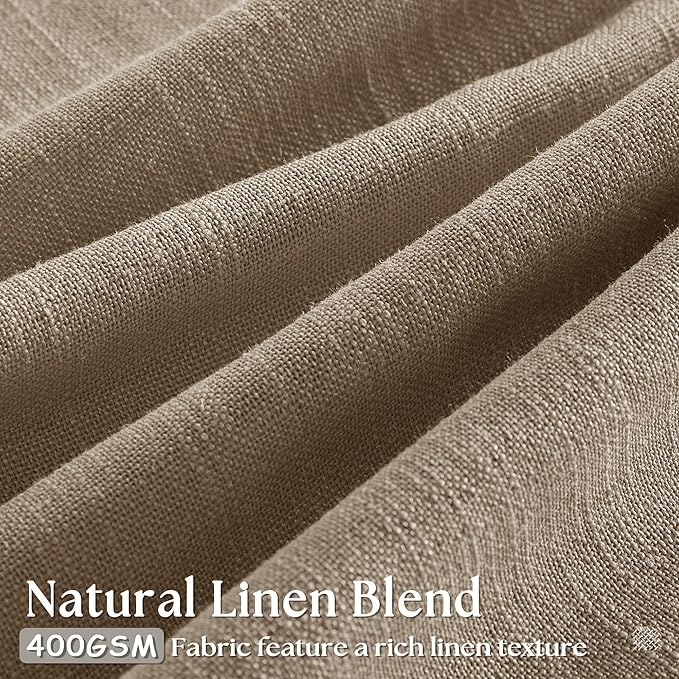 Tan Brown Light Filtering Linen Pleated Curtains - Image 2
