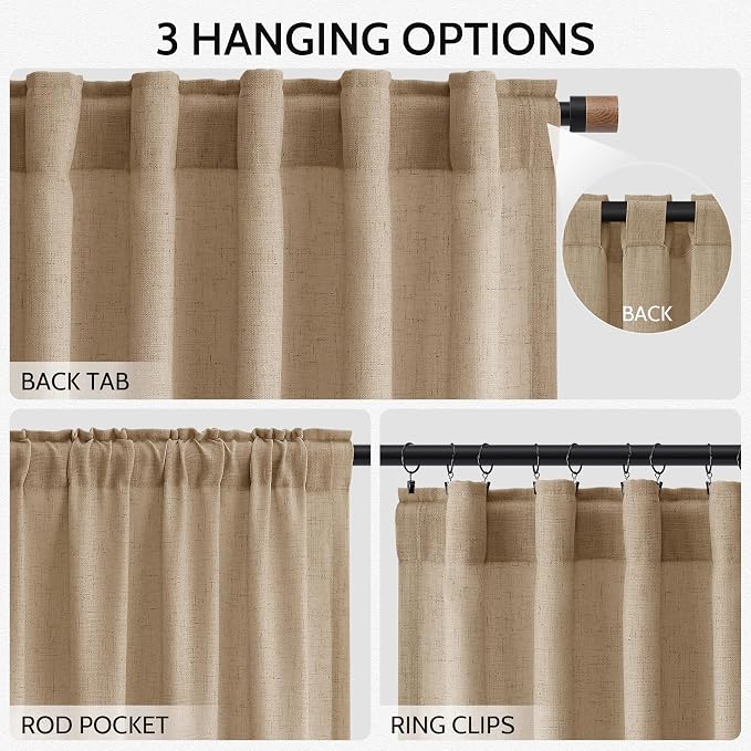 Sand Beige Curtains 120 Inches Long - Image 2