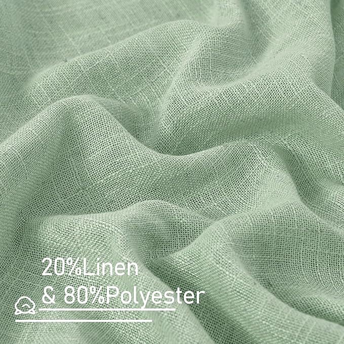 95 Inches Long Fresh Green Linen Curtains - Image 3